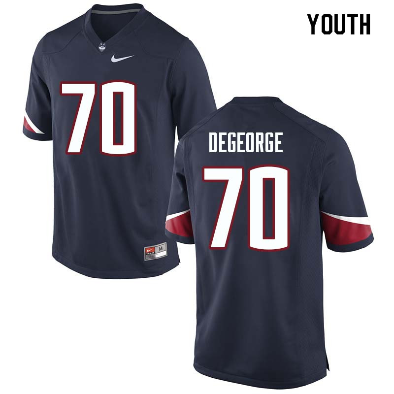 Youth #70 Cam DeGeorge Uconn Huskies College Football Jerseys Sale-Navy